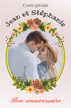 vin et champagne avec étiquette personnalisée pour un anniversaire